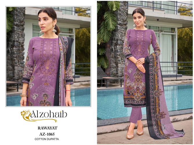 Alzohaib Rawayat Printed Embroidery Cotton Pakistani Suits Wholesale Price In Surat
